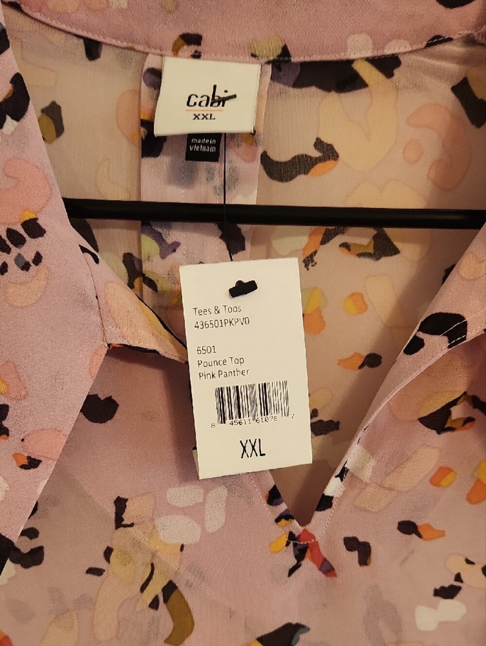 CAbi Lavender Printed Long-Sleeve Blouse with Multicolor Leopard Spots - Picture 2 of 3